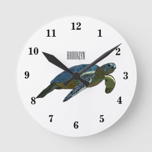 Horloge Ronde Sea turtle cartoon