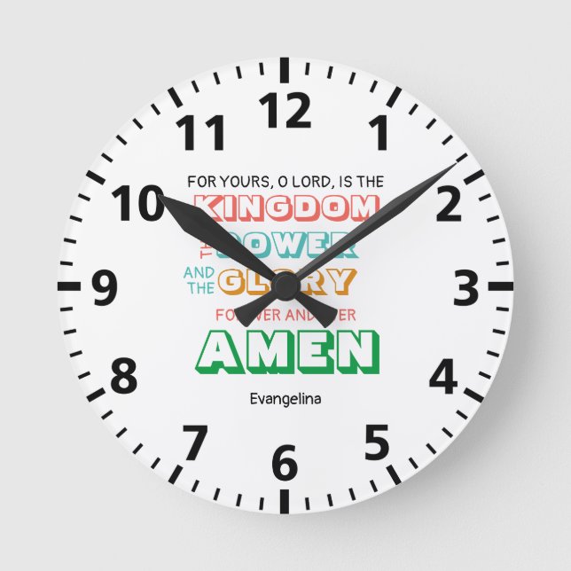HORLOGE RONDE SEIGNEUR PERSONNALISÉ PRIÈRE (Recto)