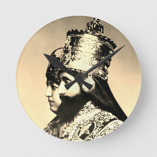 Horloge Ronde Selassie I Jah Rastafari Rasta Reggae Livity Roots (Recto)