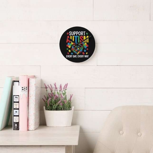 Horloge Ronde Sensibilisation à l'autisme (Salle de lecture)