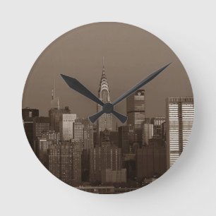Horloge Ronde Sepia New York
