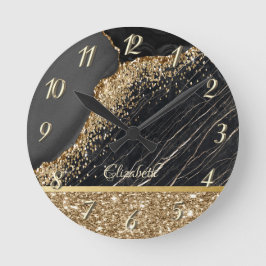 Horloge Ronde Séquences de Parties scintillant or élégant Marbre