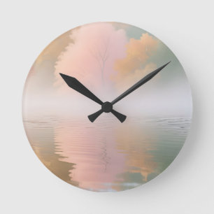 Horloge Ronde Sérénité du lac automnal brumeux