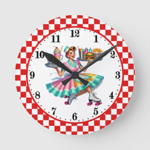 Horloge Ronde Serveur de diner rétro cool des années 50