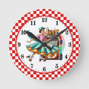 Horloge Ronde Serveur de juke box rétro mignon