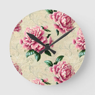 Horloge Ronde Shabby Chic Gardenias Rose