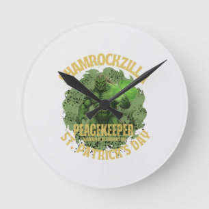 Horloge Ronde Shamrockzilla Peacekeeper : Kaiju de la Saint-Patr