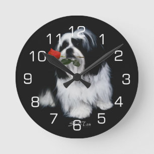 Horloge Ronde Shih Tzu avec s'est levé
