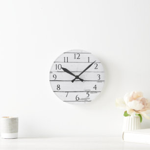 Horloge Ronde Shiplap Coastal Rustic