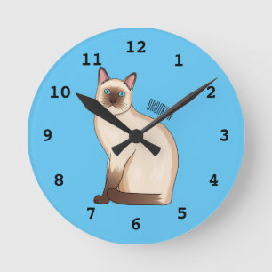 Horloge Ronde Siamese cat cartoon