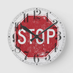 Horloge Ronde Signe affligé d'arrêt