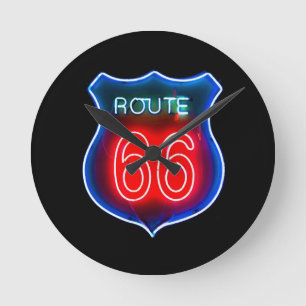 Horloge Ronde Signe au néon de l'itinéraire 66