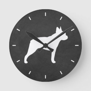 Horloge Ronde Silhouette de Boston Terrier