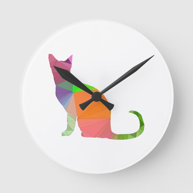 Horloge Ronde Silhouette de chat à basse teneur en polyéthylène (Recto)