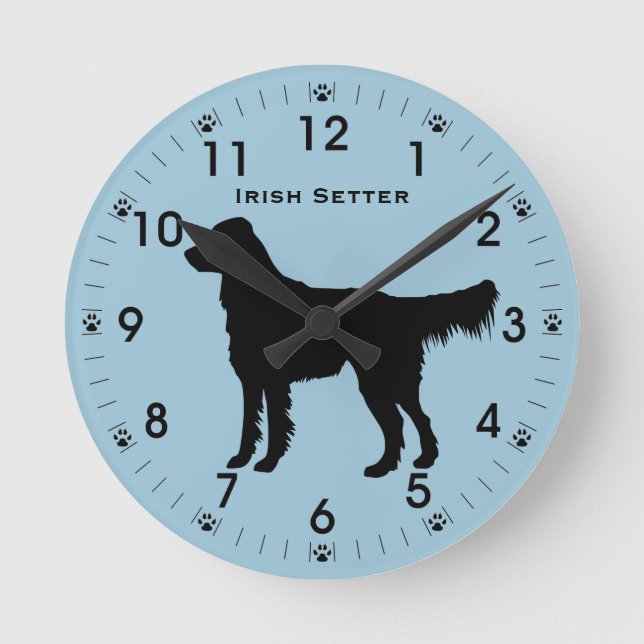 Horloge Ronde Silhouette de chien Setter Irlandais Personnalisée (Recto)
