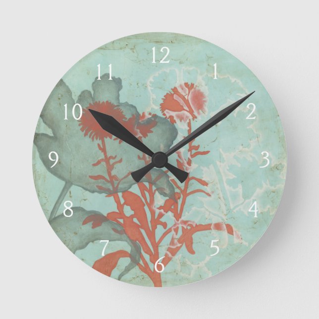 Horloge Ronde Silhouette de Fleurs rouges sur Arrière - plan Tur (Recto)