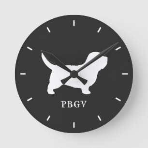 Horloge Ronde Silhouette de Petit Basset Griffon Vendéen PBGV