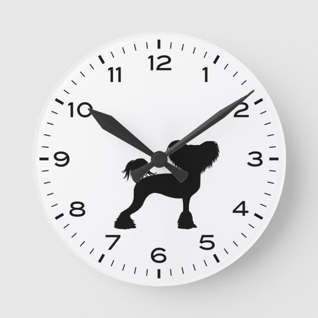 Horloge Ronde Silhouette de race chinoise de chien de race (Recto)