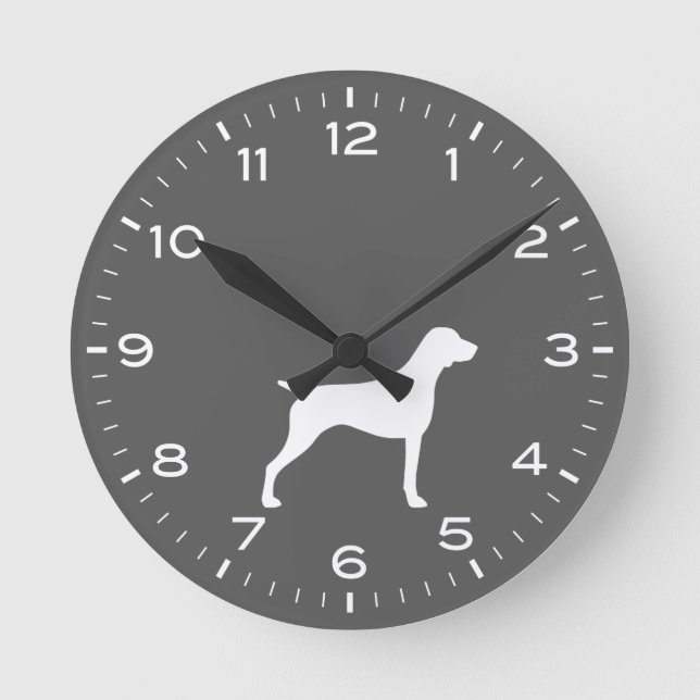 Horloge Ronde Silhouette de race de chien de pointer germanique (Recto)