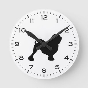 Horloge Ronde Silhouette de race de chien Lowchen