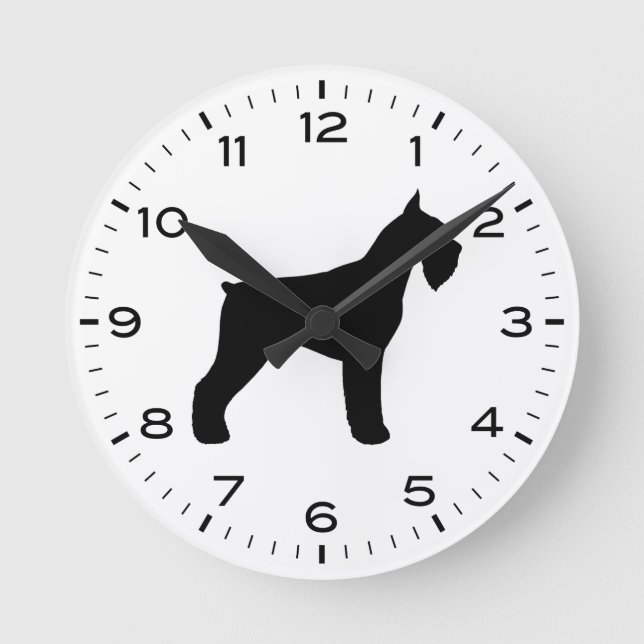 Horloge Ronde Silhouette de race de chien Schnauzer géant (Recto)