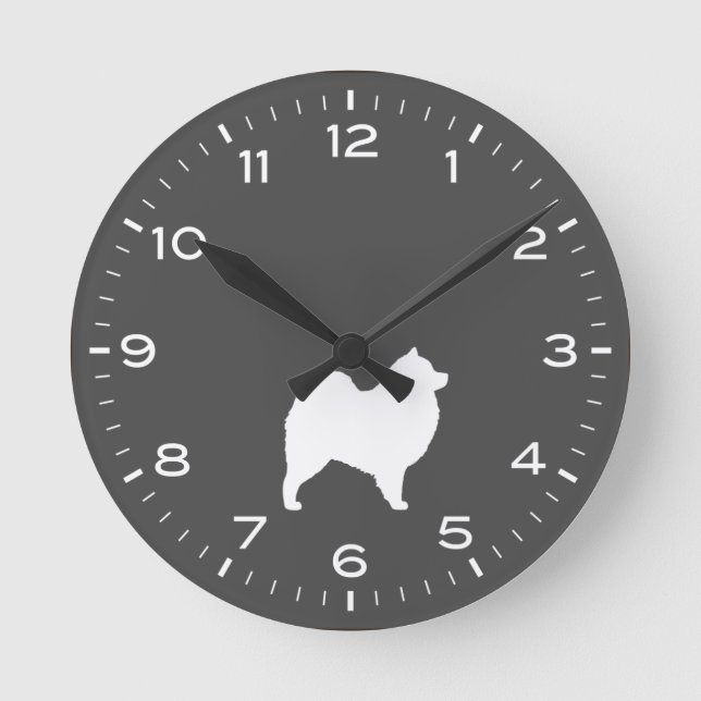 Horloge Ronde Silhouette de Samoyed Dog (Recto)