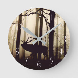 Horloge Ronde Silhouette étonnante de cerf
