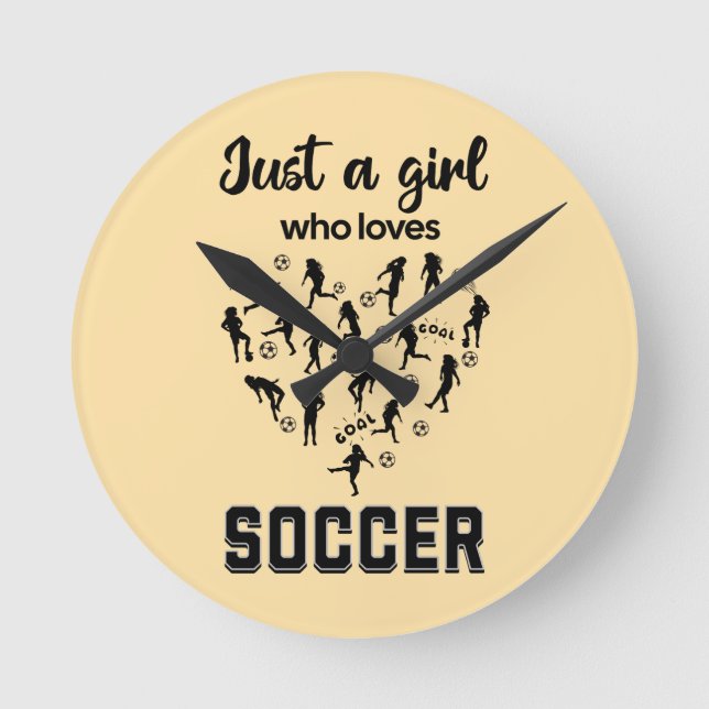 Horloge Ronde Silhouette filles jouant au football (Recto)