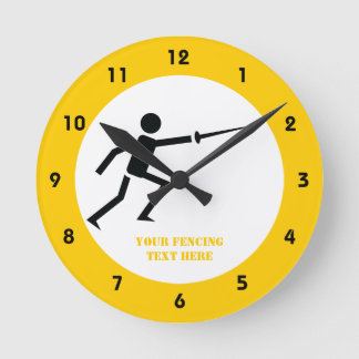 Horloge Ronde Silhouette noire Fencer avec clôture d'épée person