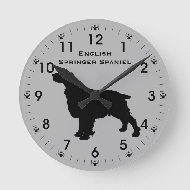 Horloge Ronde Silhouette personnalisée d'English Springer Spanie (Recto)