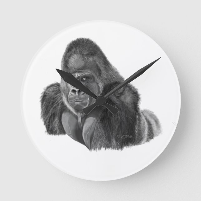 Horloge Ronde Silverback Gorilla Clock ゴリラの時計 (Recto)