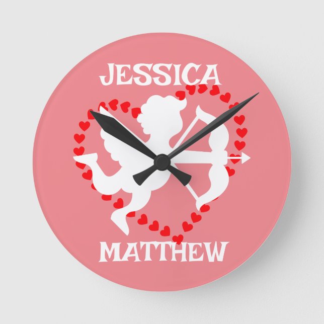 Horloge Ronde simple et élégante valentine, sucrée pour couple (Recto)
