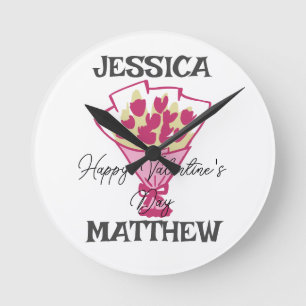 Horloge Ronde simple et élégante valentine, sucrée pour couple