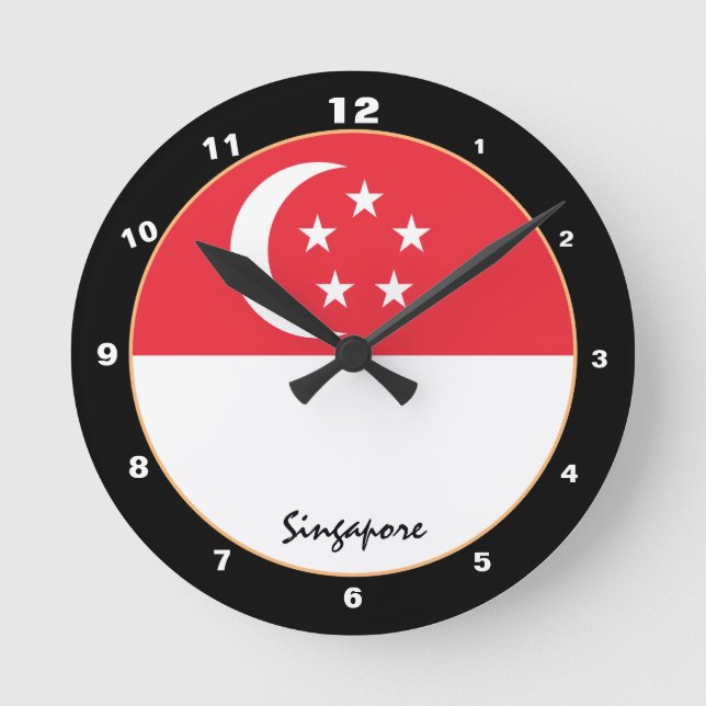 Horloge Ronde Singapore Flag, Singapour patriotique Accueil / de (Recto)