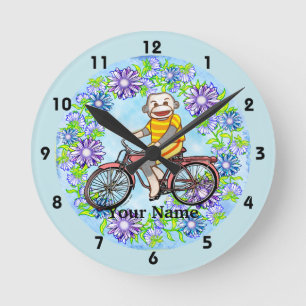 Horloge Ronde Singes Chaussette de Vélo à Pédales