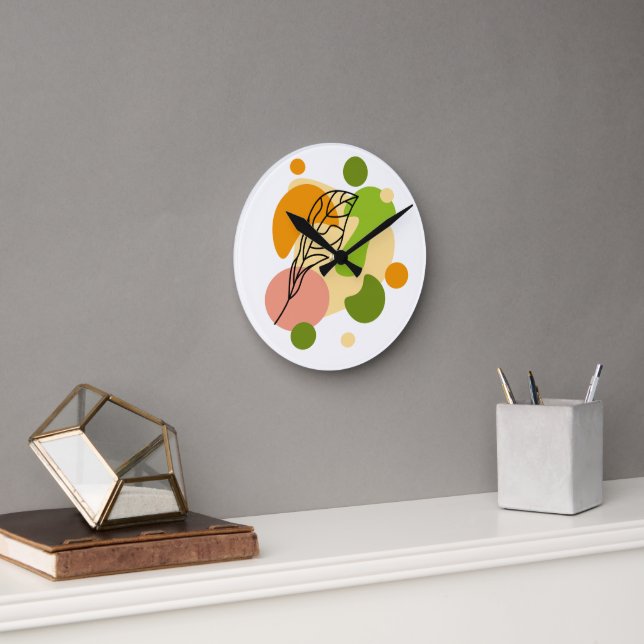 Horloge Ronde Sites abstraits intéressants avec feuilles (Bureau)