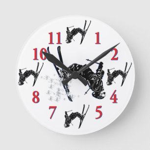 Horloge Ronde Ski de neige - Il est temps de skier