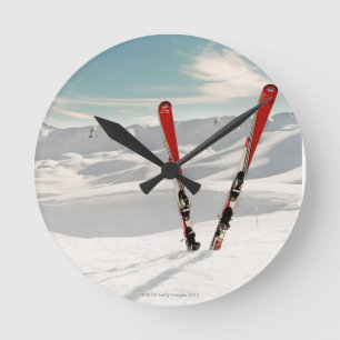 Horloge Ronde Skis rouges