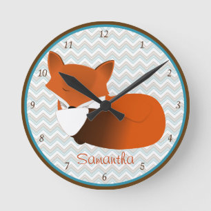 Horloge Ronde Sleepy Fox Personnalisé Mur Clock