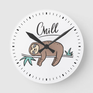 Horloge Ronde Sloth dit "Chill"