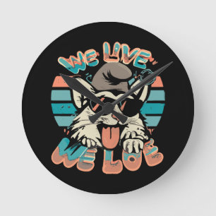 Horloge Ronde Smurf Cat - Nous Vivons Nous Aimons 