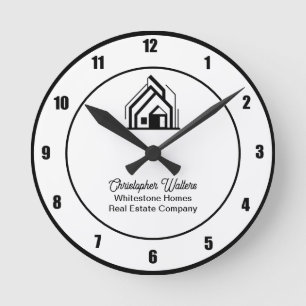 Horloge Ronde Société immobilière Logo de Realtor personnalisé