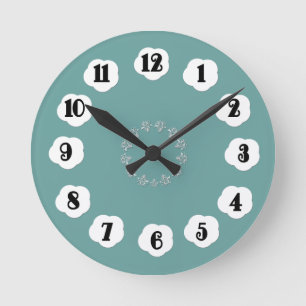 Horloge Ronde Soft Teal with White Accents Wall Clock