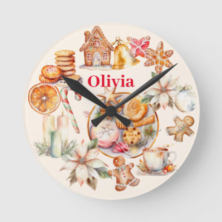 Horloge Ronde Soirée de Noël en pain d'épices