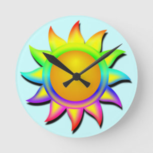 HORLOGE RONDE SOLEIL RICHE ET COLORÉ