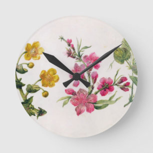 Horloge Ronde Souci de marais, cognassier du Japon, violette (la