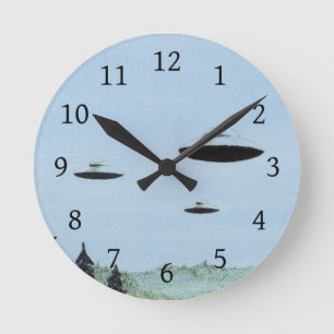 Horloge Ronde Soucoupes volantes