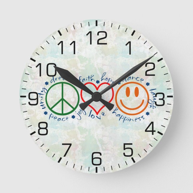 Horloge Ronde Sourire d'amour de paix (Recto)