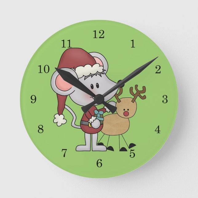 Horloge Ronde Souris de Noël et (Recto)