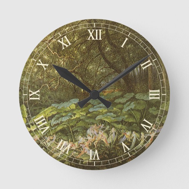Horloge Ronde Sous les Feuilles de Dock par Richard Doyle, Fairy (Recto)